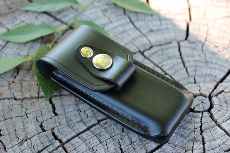 Leather case for Larger folding knife BLACK photo