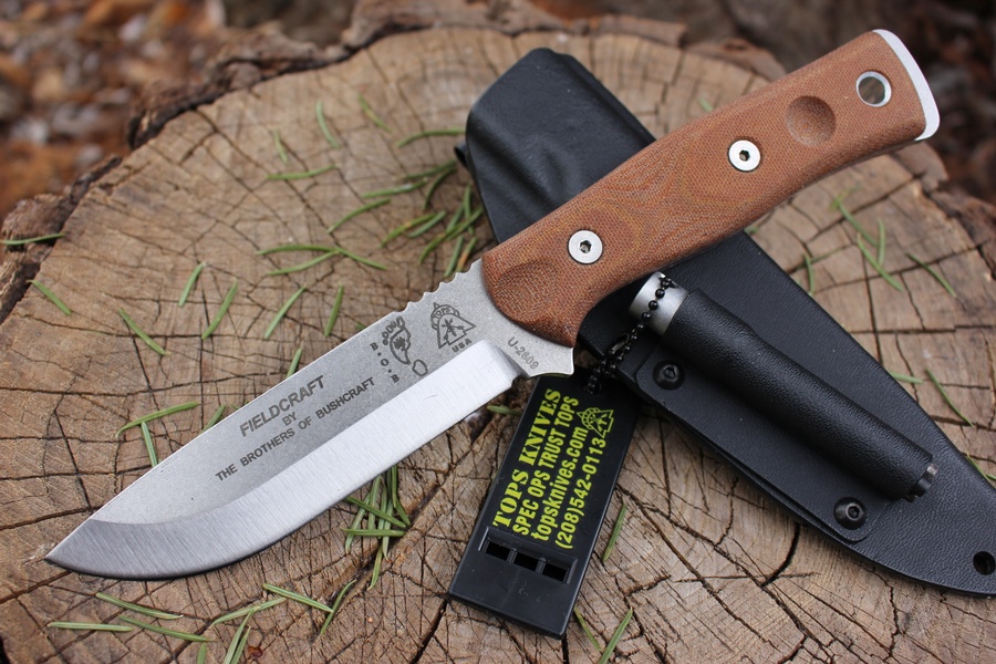 Tops BOB Bushcraft Knife Tumble finish photo