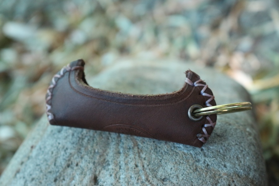 Canadian made Leather Canoe Keyring
