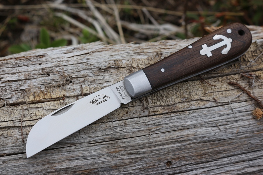 Otter Anchor Knife Smoked Oak Small Stainless Steel