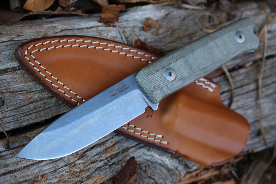 Lionsteel B40 Bushcraft Knife Green Canvas Micarta