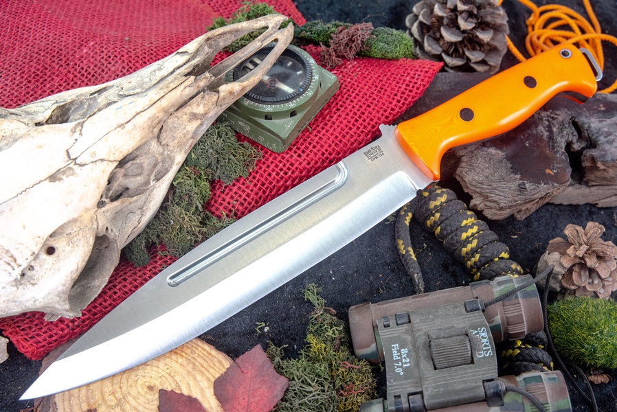 Barkriver Knives Pig Sticker CPM 154 Blaze Orange G10 Black Pins photo