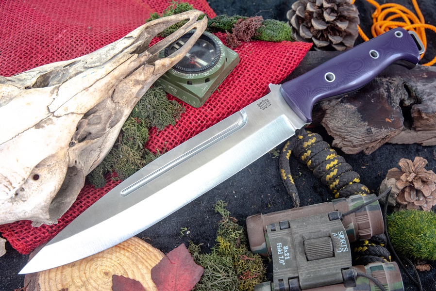 Barkriver Knives Pig Sticker CPM 154 Purple G10 Black liner Hollow Pins photo