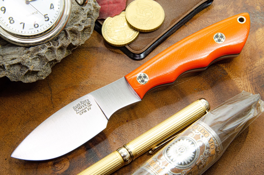 Barkriver Mini Canadian CPM3V Blaze Orange G10 Black Liner mosaics