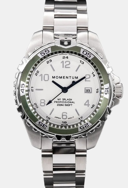 Momentum Splash Womens 38mm White Full Lume Khaki Bezel 