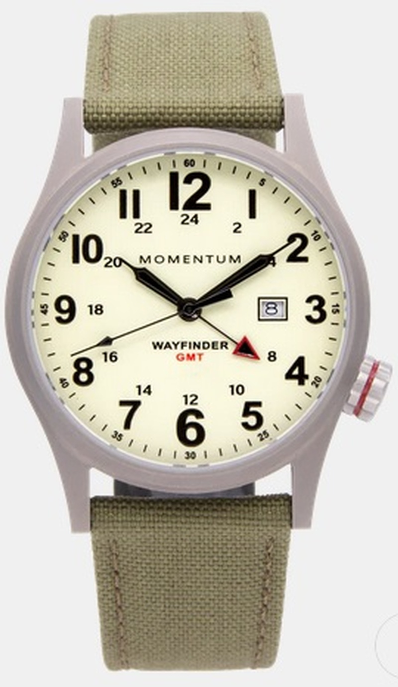 Momentum Wayfinder GMT White face Khaki Strap 40mm