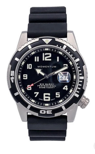 Momentum M50 [44mm] - Black-Ion with Black Rubber Strap 