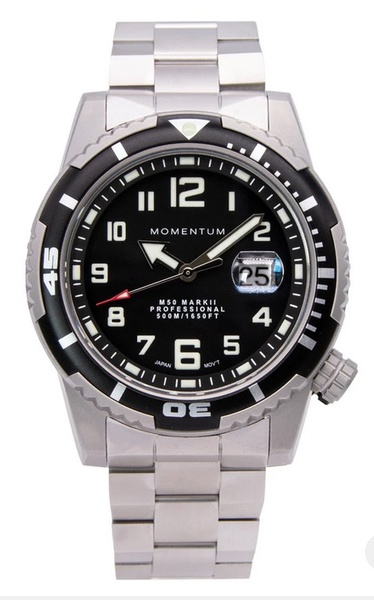 Momentum M50 [44mm] - Black-Ion with Stainless Steel Strap 