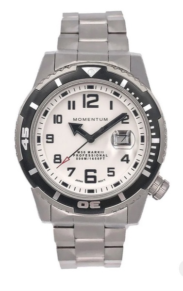 Momentum M50 [44mm] - White Full Lume with Stainless Steel Strap 