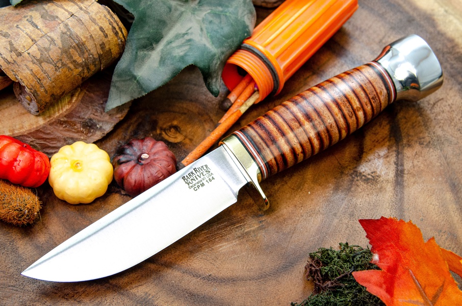 Barkriver Knives mini Manitou CPM154 Stacked leather