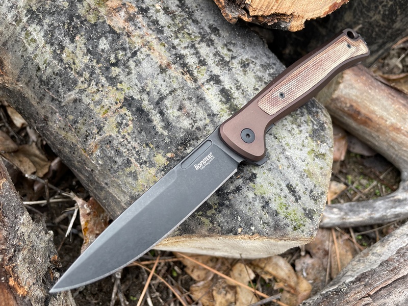 Lionsteel Skinny MAGNACUT Earth Brown Aluminum Old Black Blade 