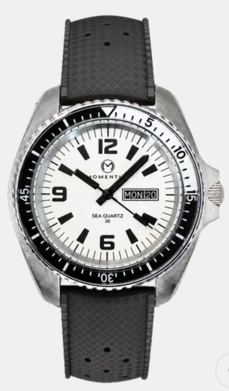 Momentum Sea Quartz Orca Full Lume Dive Watch Black Oceanflex Rubber