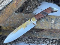 Samuel B Dallaire Camping Knife Magnacut (Myrtle Burl with Karelian Birch Inlay) photo