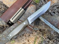 Brisa Trooper 115 80CrV2 Green Micarta with Firesteel Photo