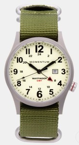 Momentum Wayfinder GMT White face Green Web NATO Strap 40mm Photo