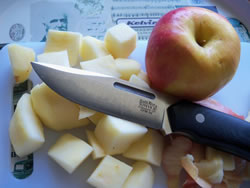 Peeling and cubing apples